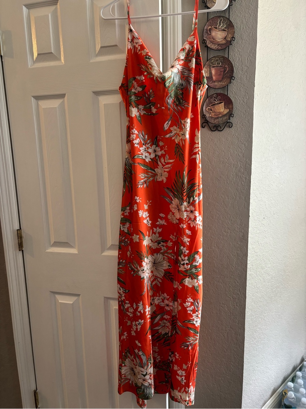 Tropical Orange Floral Slip Dress